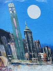 Hong Kong Harbor Original Vivid Color Acrylic on Canvas Painting
