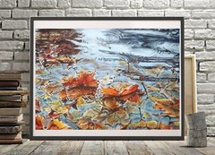 MAPLE LEAVES AUTUMN Original Modern Artwork Painting Landscape 23×34 Signed Gift
