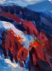 Acrylic Painting Winter Evening In The Mountains M. Patskan Original nAAA4927