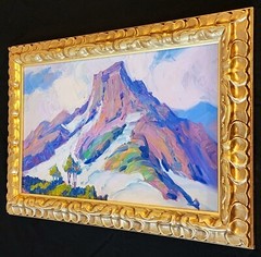 American Southwest Landscape Original Oil Painting Mountain in Ornate Gold Frame