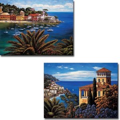 The Tuscan & Amalfi Coast by Wright 2-pc Canvas Giclee Art Set (12 x 16 in each)