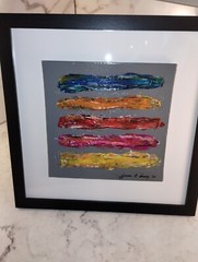 Framed 13 Inch Original Signed Modern Abstract Acrylic Oil Painting New w/ COA
