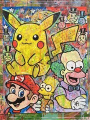 WILL STREET original painting 24×30/ Pokémon super Mario the Simpsons banksy pop