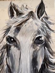 Original Horse Painting Natural Quartz 10”x5” Hand painted Acrylic Signed Art