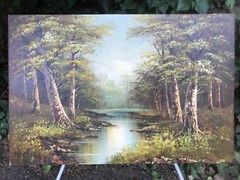 PHILLIP CANTRELL Original 1970 MODERN LANDSCAPE PLEIN AIR VINTAGE OIL ON CANVAS