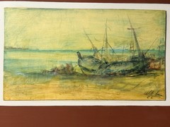 Nilo Lenci Vintage Harbor Scene Painting 1983 Italian Seascape Artwork