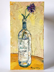 Original Textured Floral Still Life Triptych Oil Painting 3 Canvas panel 16×8″