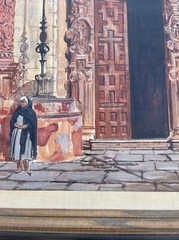 Iconic Church Painting Religious Architecture Vintage Mexico Listed American Oil