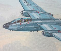 Raymond Waddey Painting US F-86D Sabre and B-57 Canberra, Signed Ron Beck 18×24″