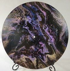 Painting Acrylic Art Abstract Original Unique Round Vinyl Record Signed 9 3/4″