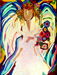 Original painting Angel impressionist modern art 18x24x1 large by pb