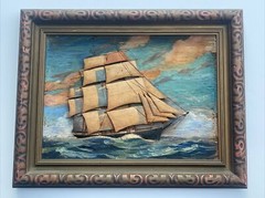 TACKABERRY ANTIQUE DIORAMA NAUTICAL PAINTING SCULPTURE WOOD CARVING SEATTLE OLD
