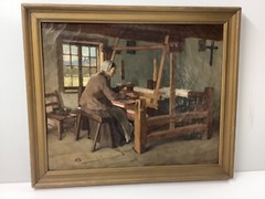Frederick Porter Vinton Oil/Canvas Woman Weaving Late 1800’s