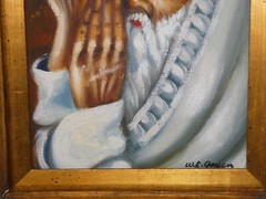 VINTAGE W.K. GOYEN SIGNED RABBI BLOWS SHOFAR HORN JUDAISM PAINTING ART FRAMED