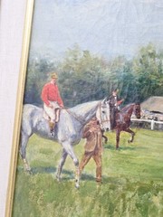 Antique French Horse Race Painting Louis Brown