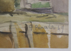 Painting In Watercolor View Of Country Signed Pancaldi Painter Of Modena P0