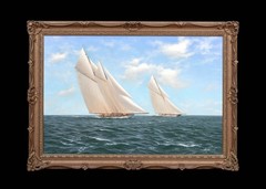 Large 1894 Yacht Solent Race Britannia and Vigilant – by STEPHEN J RENARD