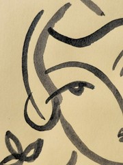 Henri Matisse — Drawing Hand Signed Portrait India Ink on Paper 1947