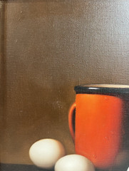 AL ALFRED JACKSON COFFEE EGGS STILL LIFE AFRICAN AMERICAN ARTIST OIL PAINTING