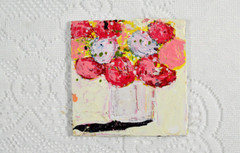 Roses Flower Painting 4×4 Mini Original Floral Art Miz Katie