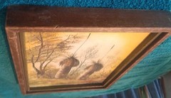 VINTAGE JOHN DIMECH ACRYLIC PAINTING on HARDBOARD AUSTRALIAN OUTBACK GRASS TREES