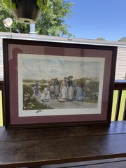 Signed 1948 Framed „Berry Pickers“ by Jennie Brownscombe Etching by Jas S.King