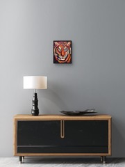 Colorful Abstract Tiger Painting Original Animal Wall Art 11×14 Canvas Decor CP