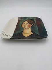 Amedeo Modigliani’s 1918 Italy impressionist oil Burgundian Woman wall plate
