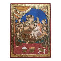Tanjore Indian painting Krishna Yashoda Tanjore art small Size 12×16 Inch