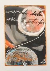 ACEO Original OOAK Painting Collage Geometric Abstract Veronica Stewart