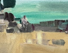 By The Lake 10×8 Acrylic Painting on Canvas Lake Michigan Chicago Scene Fine Art