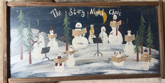 Vintage GY „The Stary Night Choir“ Oil On Wood Panel – Framed