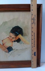 Original Signed Mid-Century Watercolor Artwork Mother and Child Nursing, Framed
