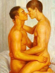hand-painted Oil Painting Nice Huge GAY male portrait two young men