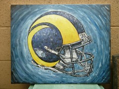 RAMS HELMET wow Football Art NEW oil Painting 16×20 original signed Crowell
