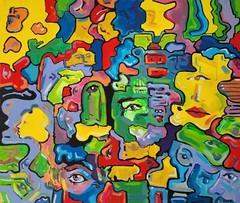 Original painting ,acrylic on canvas, „Chaos of emotions“, 70cmx80cm, Signed