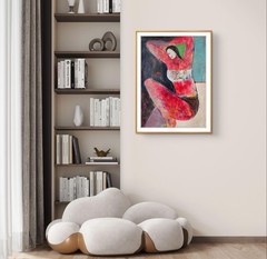 24×18 Original Painting OOAK Abstract Outsider Woman Portrait Figurative