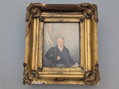 Antique 18th / 19th Century Portrait Painting Watercolour of a Man Signed Burt