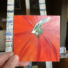 Pumpkin,fall,harvest ,original,miniature Painting,small,mini,