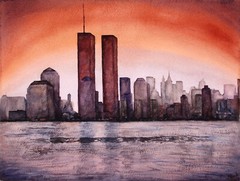 Cityscape Watercolor Painting New York City Landscape Original Art Gift Decor