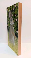 WILD ROSE is a 6x12x3/4 Original Oil Painting of A Rabbit by Ty Livingston.