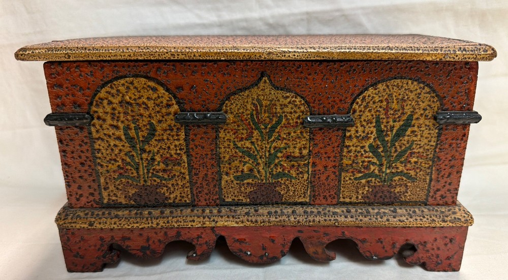 Signed David Ellinger Folk Art Miniature Chest Hand Painted, RARE