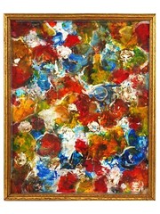 ATTRIBUTED TO ALDEN MASON ABSTRACT AMERICAN MIXED MEDIA PAINTING ON CANVAS