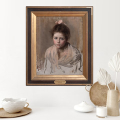 19th Century Portrait of a Young Girl Pink Shawl & Bow by SIR SAMUEL LUKE FILDES