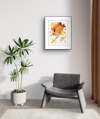 Original Abstract Watercolor Painting 12 x 9 Gold Orange Art Home Decor