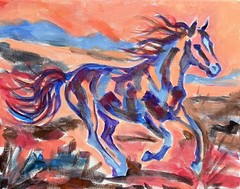 Original Bold 11×14 Impressionist Horse Painting Acrylic Canvas Signed Decor