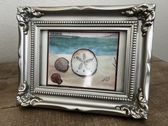 Original Watercolor Beach Sand Dollar Seashells Framed Art Signed Betty N. Smith