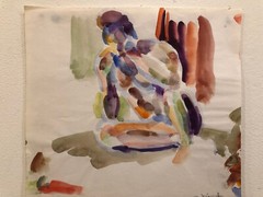 A Young Man Sitting 7 3/4″ x 8 3/4″ Watercolor -Israel Louis Winarsky-1959