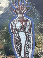 MID CENTURY PAINTING NATIVE AMERICAN INDIAN TRIBAL JANET SHOOK LACOSTE FAMOUS