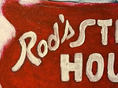 Sky blue red acrylic ink „Steak House“ Limited 1/1 8×10″ signed by artist